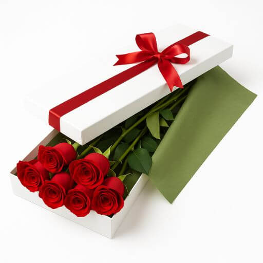 6 roses in box