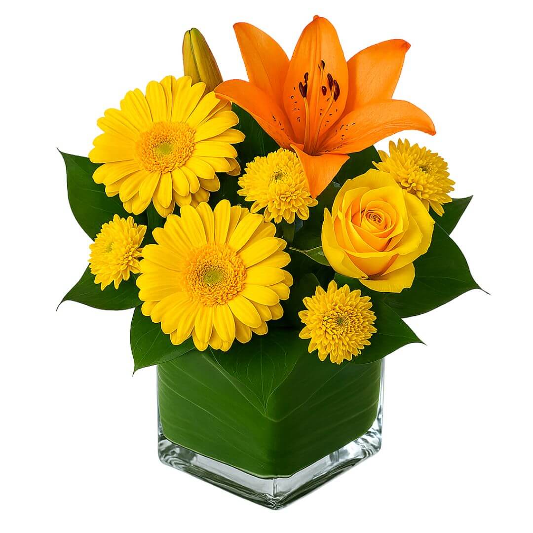 Ginger - yelloe and orange flower arrangement