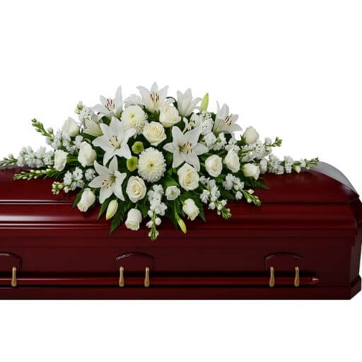 White traditional casket spray