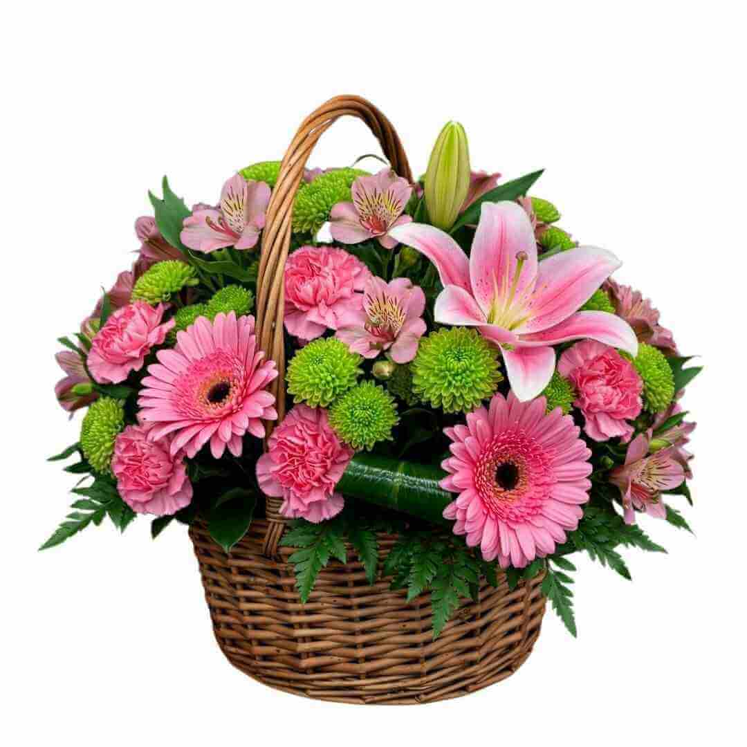 Endearment - pink and white floral basket