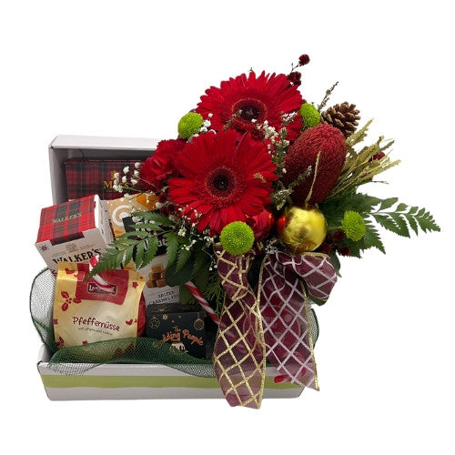 Christmas Hamper with flowers in box